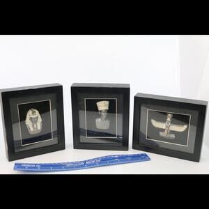 Lot of 3 black frame Vintage Pharaoh Style Ornament Set